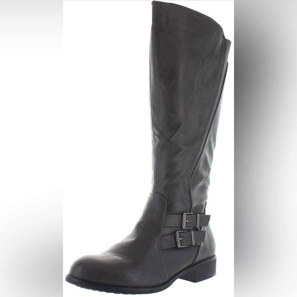 Style & Co. Womens Milah Faux Leather Riding Boots Gray ✅